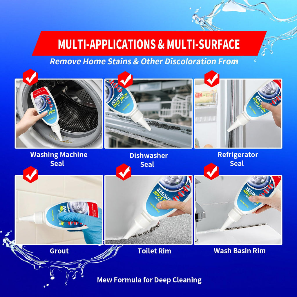 Home Stain Remover Gel – Stubborn Stain Cleaner No Harsh Scrubbing Required, Front Loader Washing Machine Seal Washing Machine Seals, Sinks & Tiles | No-Slip Formula | 8H Penetration | 16.0oz