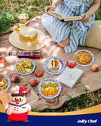 JOLLY CHEF 8.37 inch Disposable Paper Plates 140 Count Soak Proof, Cut Proof, Heavy Duty Printed Disposable Plate for Everyday Use