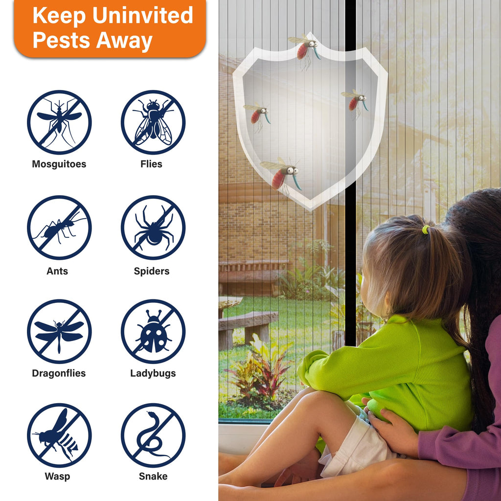 Magnetic Screen Door, Keep Bugs Out, Pet & Kid Friendly，Works with Front Doors, Sliding Doors,Fit Door Size 36 x 80 Inches ‎Black