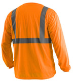 OccuNomix LUX-LSET2B-O4X Classic Standard Long Sleeve Wicking Birdseye T-Shirt with No Pocket, Class 2, 100% ANSI Wicking Polyester Birdseye, 4X-Large, Orange (High Visibility)