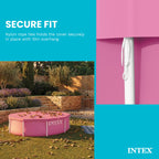 INTEX 28034E Pool Cover: For 10ft Round Metal Frame Pools – Includes Rope Tie – Drain Holes – 10in Overhang – Snug Fit