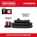 CRAFTSMAN CMXZVBE38759 2-1/2 in. x 20 ft. POS-I-LOCK Wet Dry Vacuum Hose