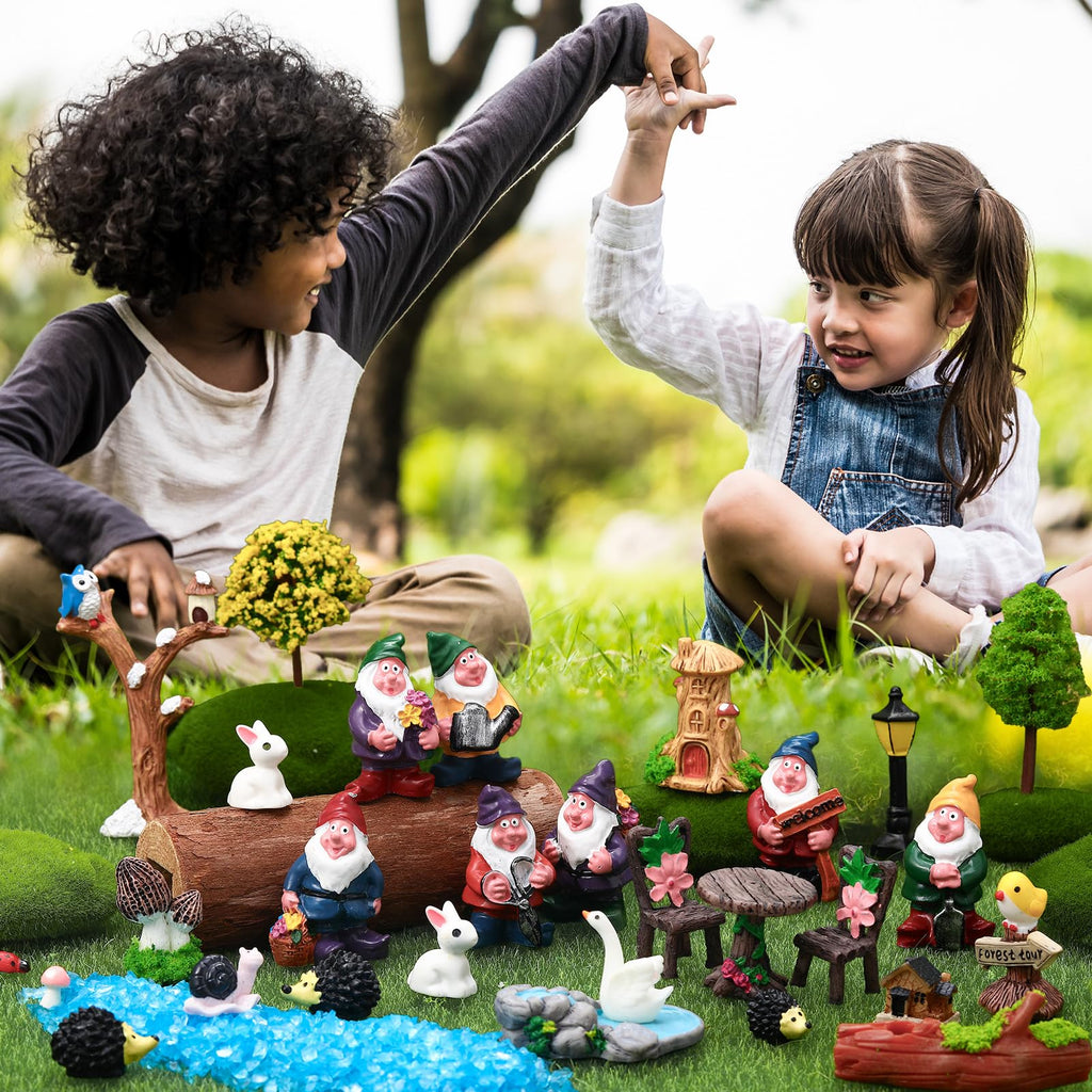 GGSTDDUP 82 Pcs Miniature Gnome Resin Figures, Fairy Garden Accessories Set