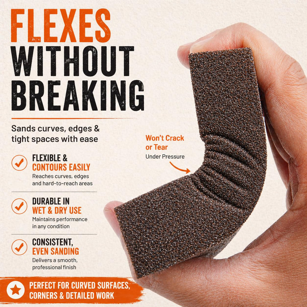Sanding Sponge Super High Density Reusable Sanding Block for Wood, Drywall Sanding Block, Glass & Metal Sanding Coarse/Medium/Fine Sandpaper Block - 10 Pack 60/80/100/120/180/220/320 Grit by Afruxy