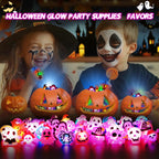 Tiaxidex 65PCS Halloween Light Up LED Rings, Non Candy Trick or Treats 3D Flashing Rings Toys Glow In the Dark Halloween Party Favor Ring Toy Gifts For Kids Adults Goodie Bag Stuffers