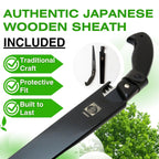 Saboten Japanese Pruning Saw 9.4 in (240mm) – Fluorine-Coated High-Carbon Steel Blade, 7.5mm Tooth Pitch, Smooth Pull Cuts, Wooden Handle, Wood Sheath Included, Made in Japan