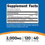 Nutricost Magnesium L-Threonate As Magtein 2000mg, 120 Capsules - Non-GMO, Gluten Free, Vegetarian Friendly