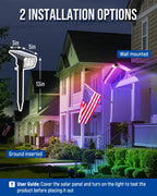 AUDERWIN Solar Spot Lights Outdoor Waterproof, 2 Packs, RGB