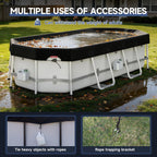 LXKCKJ 8x14 FT Rectangular Pool Cover for Above Ground Pool, Solar Oval Pool Cover Protector, Winter Pool Cover with Accessories Set Ideal for Cold and UV Resistant, Dustproof (Black)