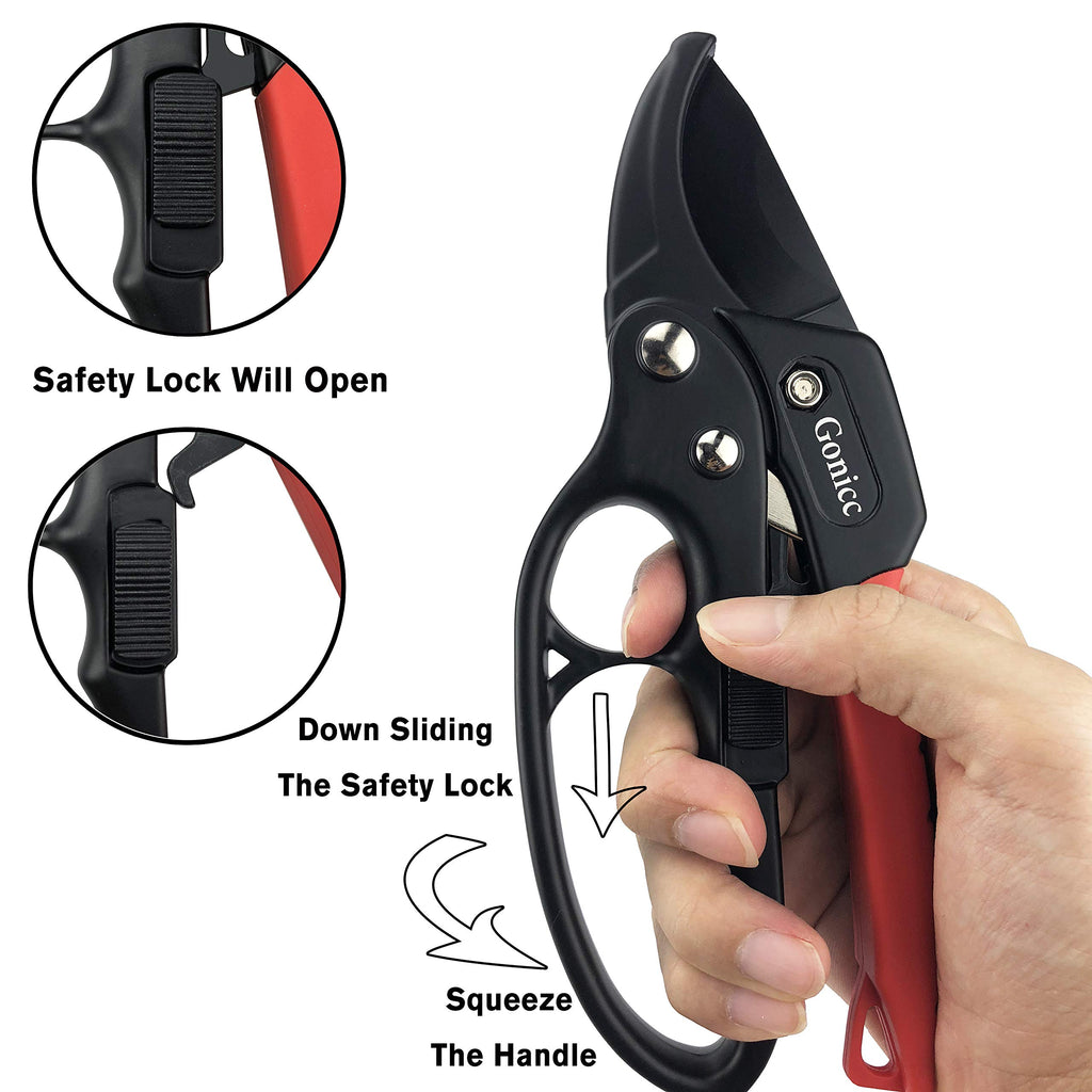 gonicc 8" Professional Ratchet Anvil Pruning Shears (GPPS-1011)