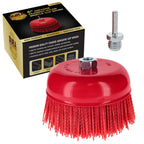 Dura-Gold 6" Abrasive Filament Nylon Bristle Cup Brush - 5/8" 11 Thread, 1/4" Hex Drill Shank Arbor, Coarse Grit Angle Grinder Brush for Truck Bed Liner Surface Prep, Sanding, Rust & Paint Removal