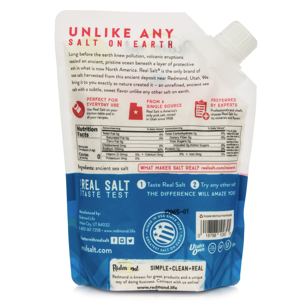 Redmond Real Salt - Ancient Fine Sea Salt, Unrefined, 16 Oz Pouch (2 Pack)