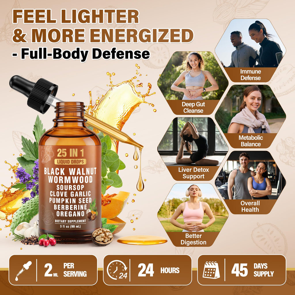 Royavita 25-in-1 Liposomal Wormwood Black Walnut Clove Parasite Cleanse with Clove, Garlic, Pumpkin Seed, Oregano & Berberine – 98% Absorption for Superior Digestive Health & Balance, 2 * 90ml