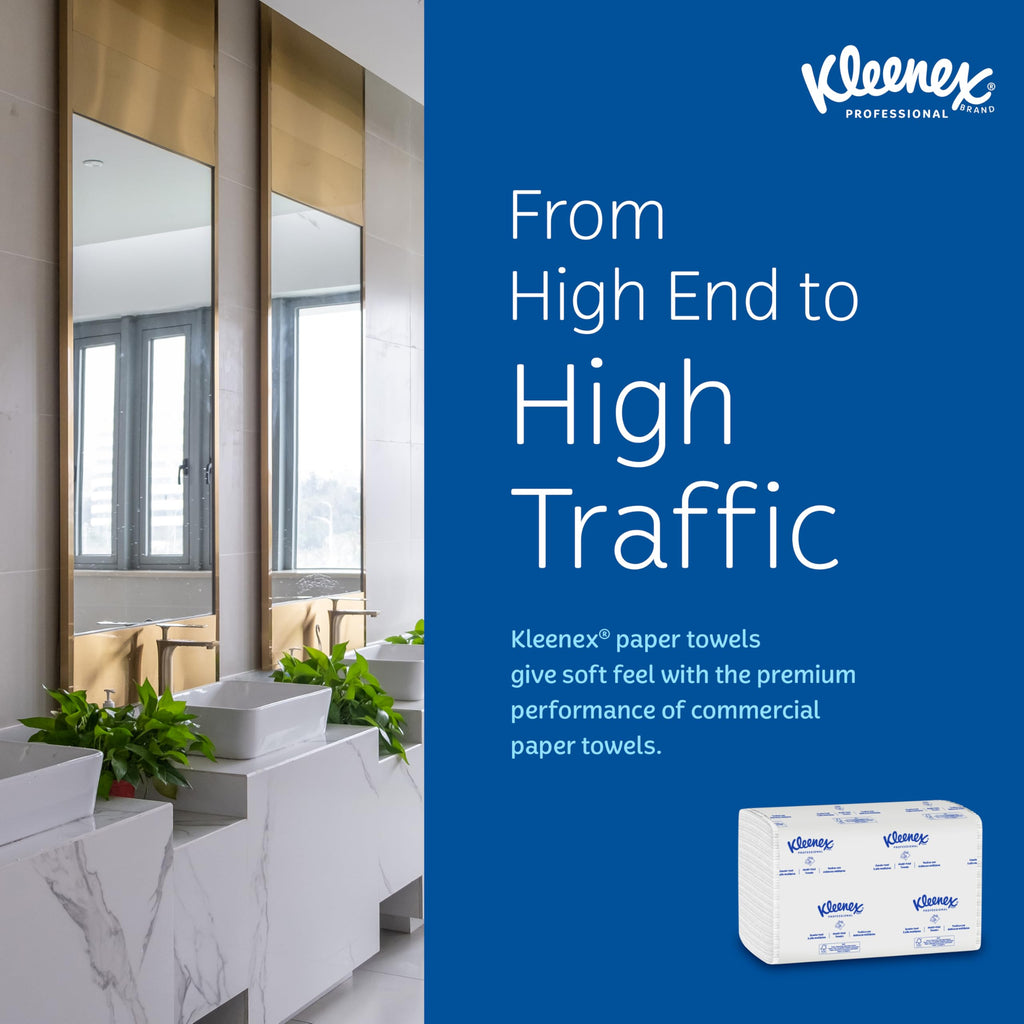 Kleenex Professional Universal Multifold Paper Towels, Bulk (01890), Absorbency Pockets, 9.2" x 9.4" Towel, White (150 Sheets/Pack, 16 Packs/Case, 2,400 Sheet Total)