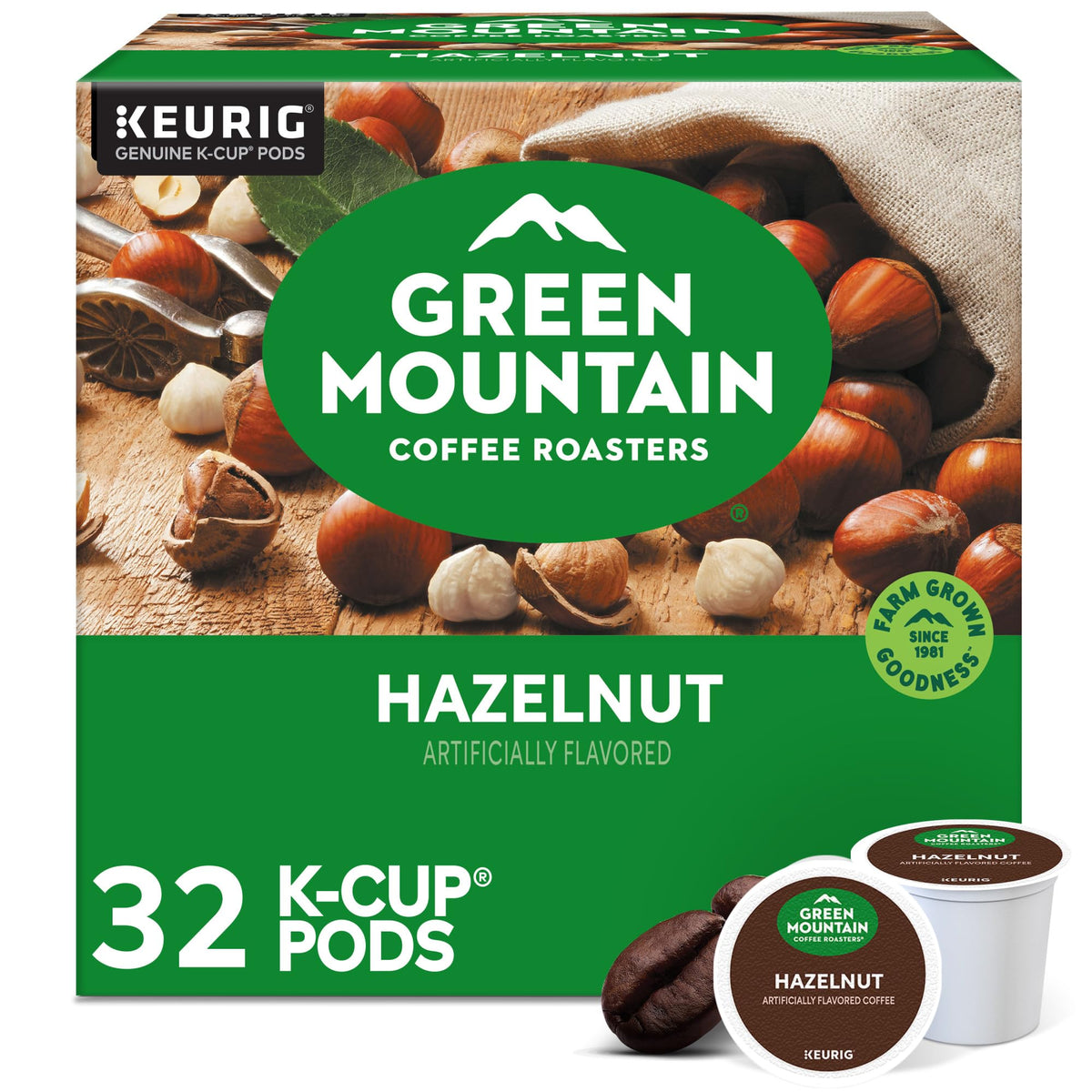 Green Mountain Hazelnut Coffee, K-Cup Pods, 32 Count