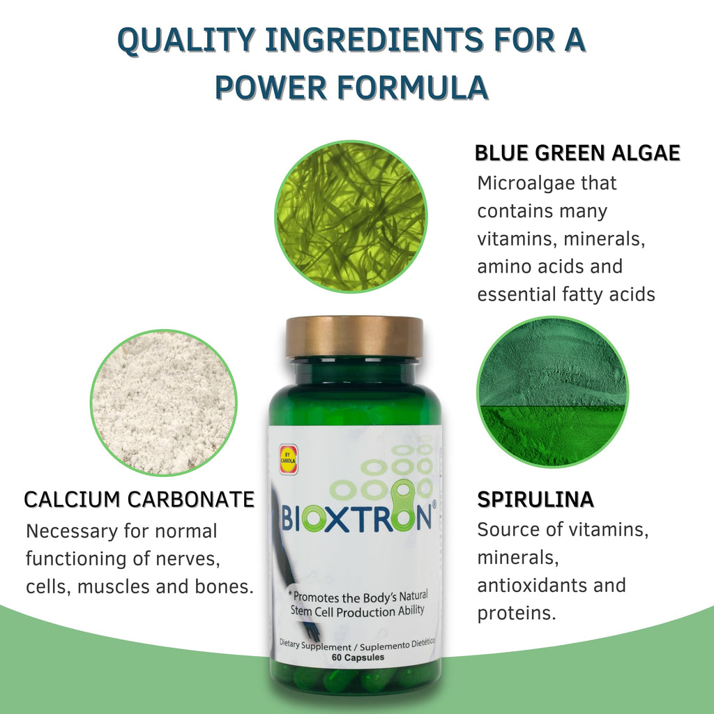 Bioxtron Natural AFA Stem Cell Supplement 60 Capsules Pack of 3 - Stem Cell Production - Energy Levels - Joint & Muscle