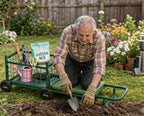 Extra-Large Rolling Garden Cart and Kneeler, 4-in-1 Garden Seat with Wheels
