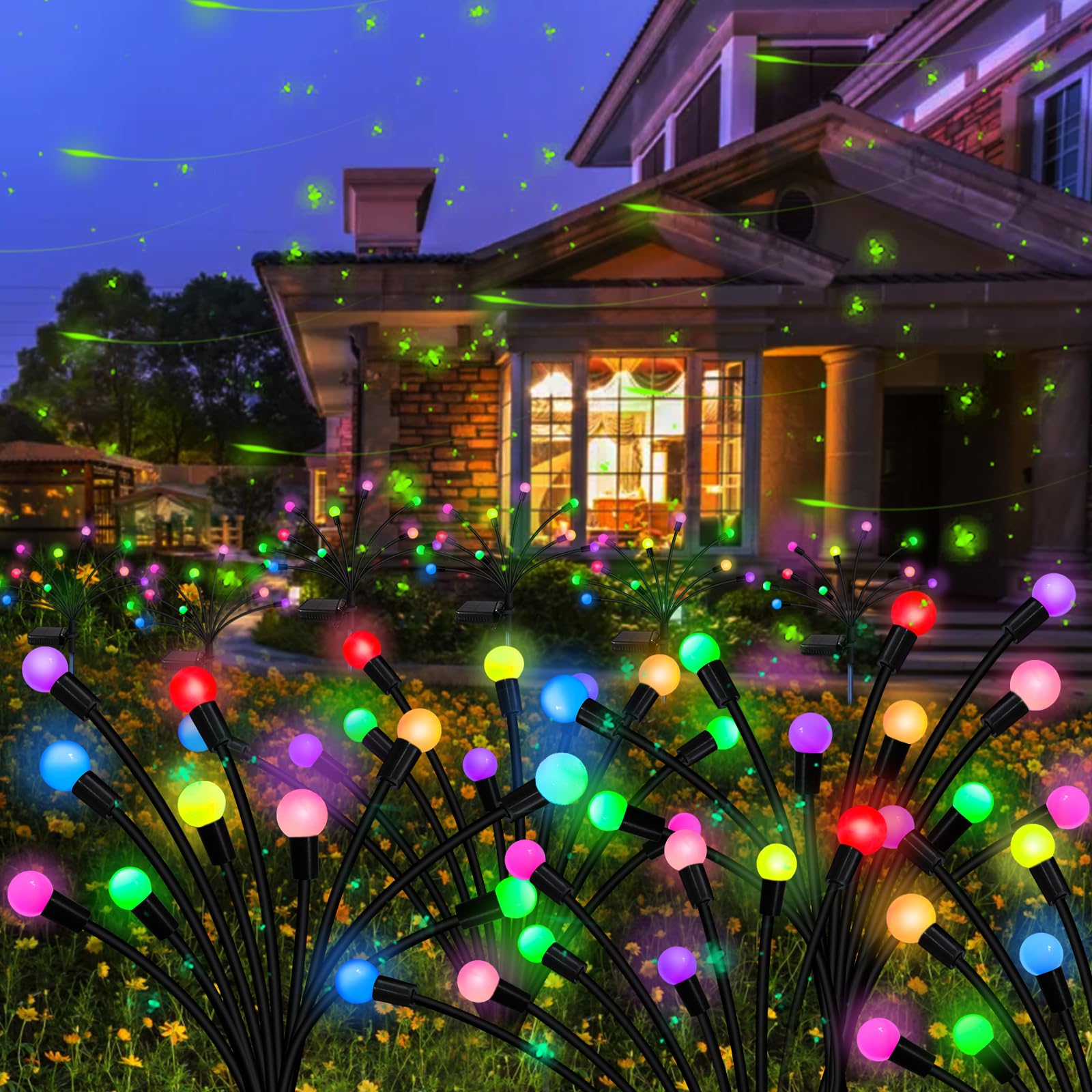Kohlrabi Solar Garden Lights Outdoor, 10 Pack 80 LED Solar Firefly Lights Waterproof, Sway by Wind, Swaying Light for Yard Patio Backyard Garden Planter Flower Bed Pathway Decoration