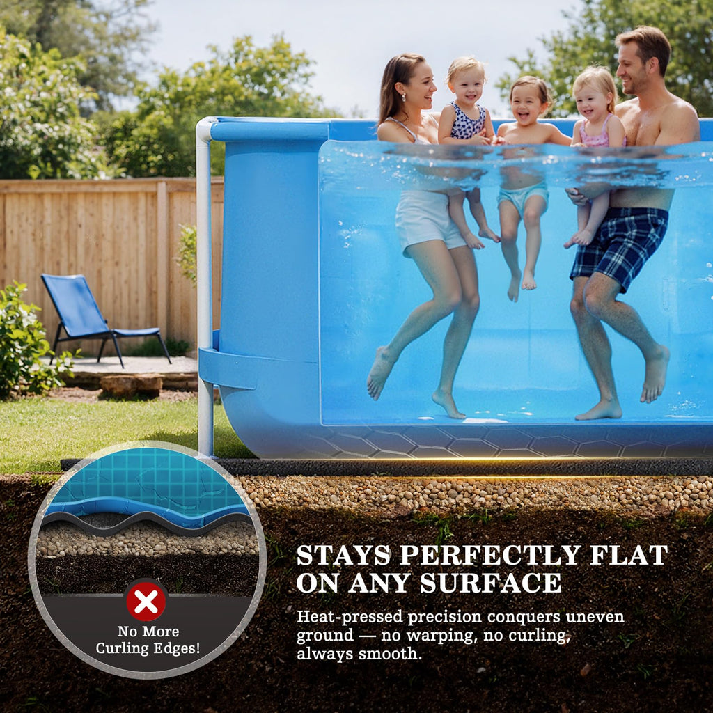 UIRWAY 12 x 20ft Rectangle Pool Liner Pad for Above Ground Pool, [2026 New 300G/M² Thicker Heavy Duty] Black Geotextile Swimming Pool Floor Liner, Puncture Resistant Pool Base, Weed Barrier Protection