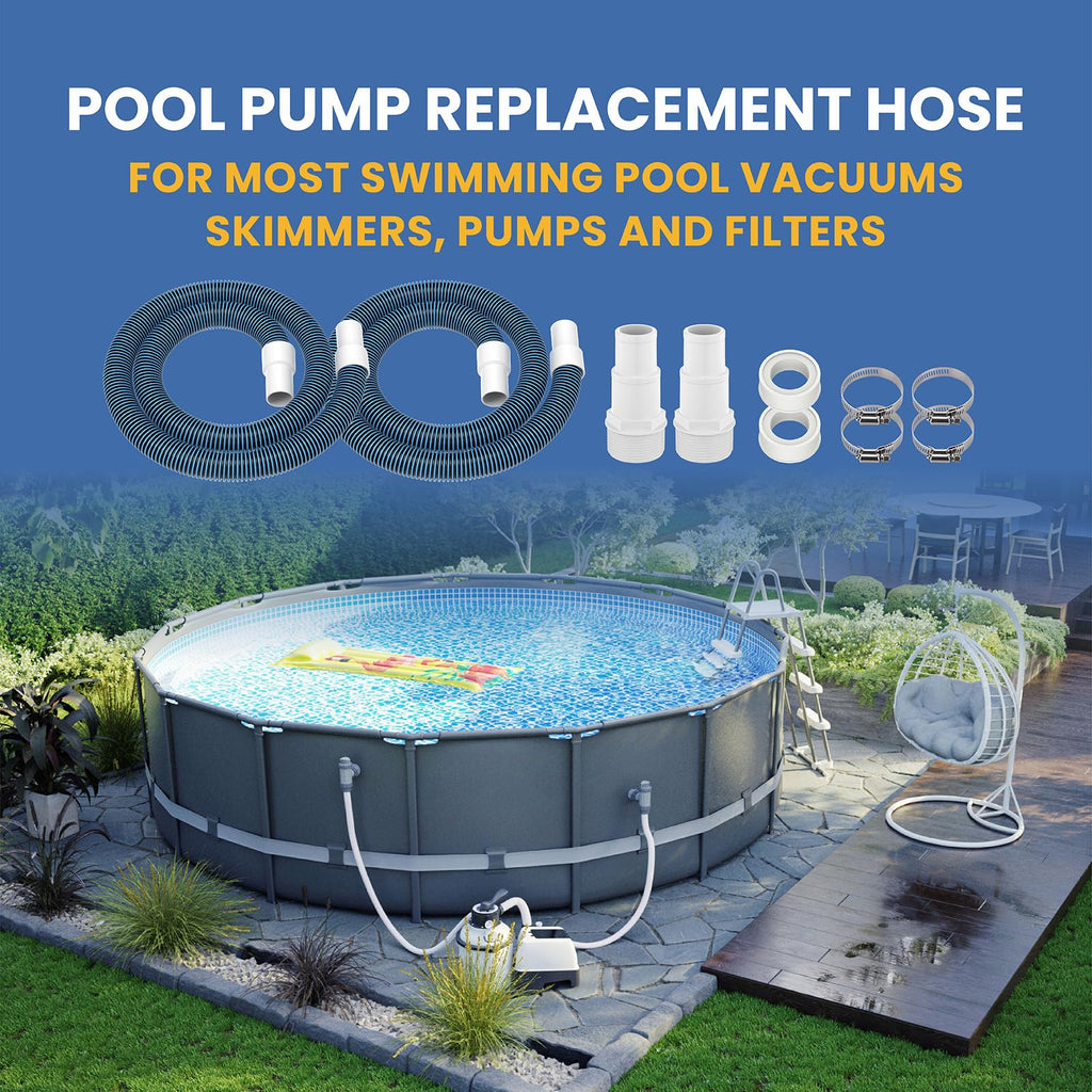 1 1/2" Swimming Pool Filter Hose Replacement Kit,Universal 1.25/1.5 Inch Hose Adapter & 1.5"Pool Vacuum Hose for Above Ground Pool,2 Pack 6 Feet Replacement Hose Suitable for Pump - Filter - Heater