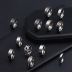 FIRAZIO 20PCS Silver Rings for Men Stainless Steel Rings 7-13