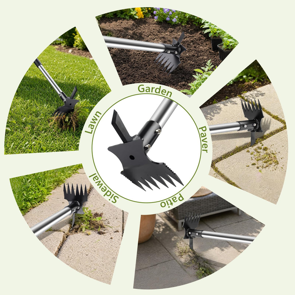 2 in 1 Crack Weeder and Weed Puller with 57" Long Handle for Outdoor Use