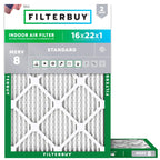 Filterbuy 16x22x1 Air Filter MERV 8 Essential Dust & Allergy Defense (2-Pack), Electrostatic Pleated HVAC AC Furnace Filters Replacement, Made in USA (Actual Size: 15.50 x 21.50 x 0.75)