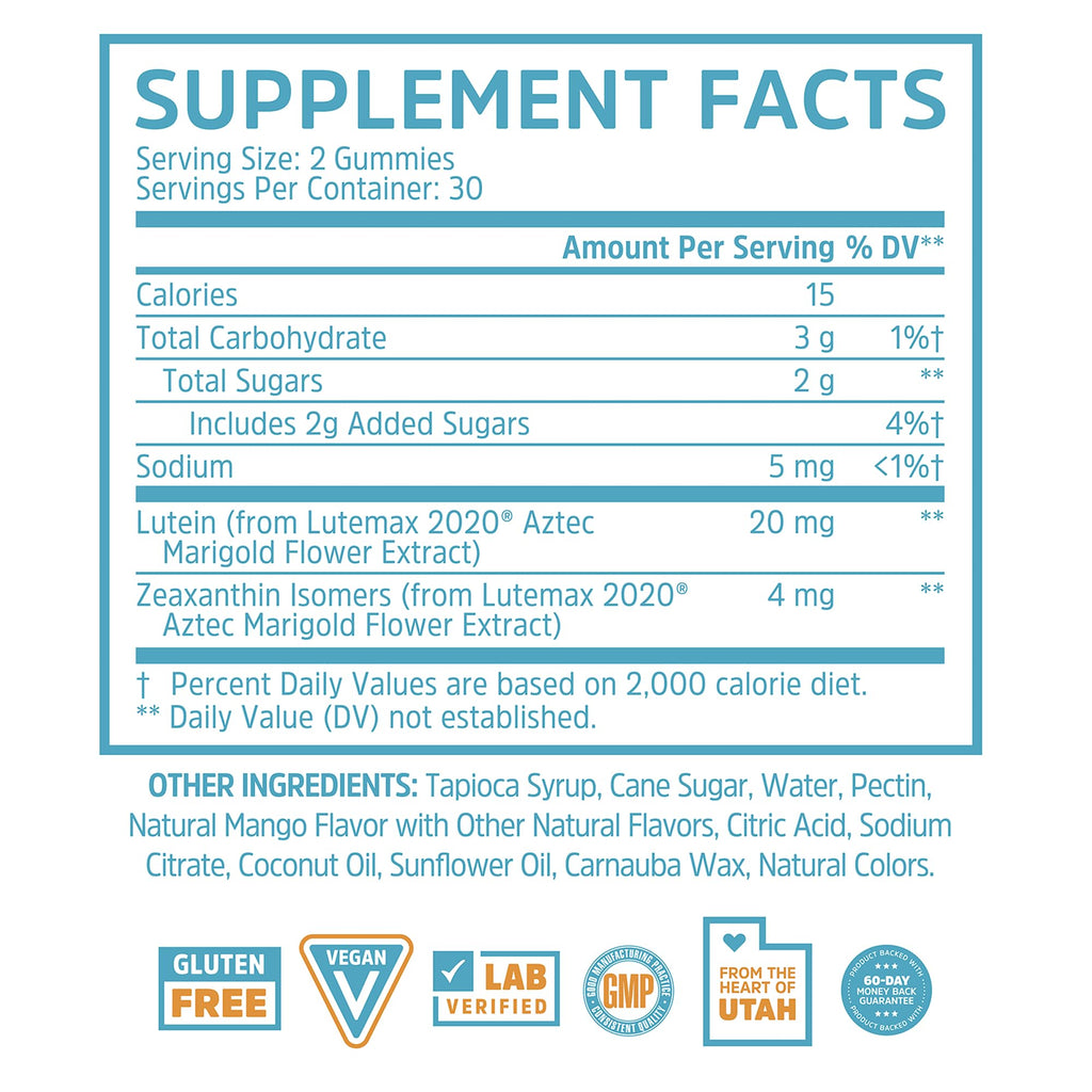 Zhou Screen Eyes Gummies - Lutein Gummies for Eye Health - 60 Count