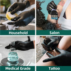 Supmedic Vinyl Disposable Exam Gloves, Black 4 Mil Powder-Free Latex-Free Medical Food-Safe Cooking Cleaning Glove, 100 Pcs (X-Large)