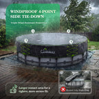 Uirway 600D Upgraded 16ft Pool Cover for Above Ground Pool, Tear Resistant Solar Pool Cover with Windproof Ratchet Locking System, Weatherproof Hard Pool Covers UV Protection, with Anti-Slip Straps