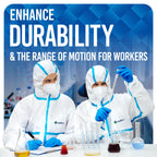 Medtecs Hazmat Suits - 6 Sizes Options (1 PC) - with Sealed Tape - Fabric Passed AAMI Level 4 Disposable Coverall PPE Suit for Biohazard Chemical Protection - Full Body Protective with Hood | L