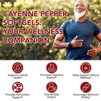 2 PCS Cayenne Pepper Softgels Supplement | 12-in-1 3000mg per Serving with Vitamins D3, K2 & E | Supports Healthy Circulation & Daily Energy | Features Hawthorn, Beetroot & Turmeric | 240 Capsules