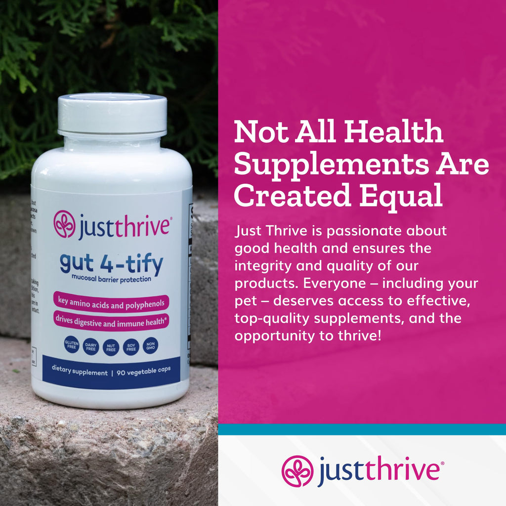 Just Thrive Gut 4-tify - Gut Health Supplements for Women and Men - Anti Bloat, 90 Vegetable Capsules