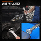 HORUSDY 26-Piece Ratcheting Wrench Set | Metric and SAE | Ratchet Combination Wrenches Set with Organizer | 72-Tooth | Chrome Vanadium Steel | 6-19 mm & 1/4” to 3/4“ (13-Piece Metric&SAE)