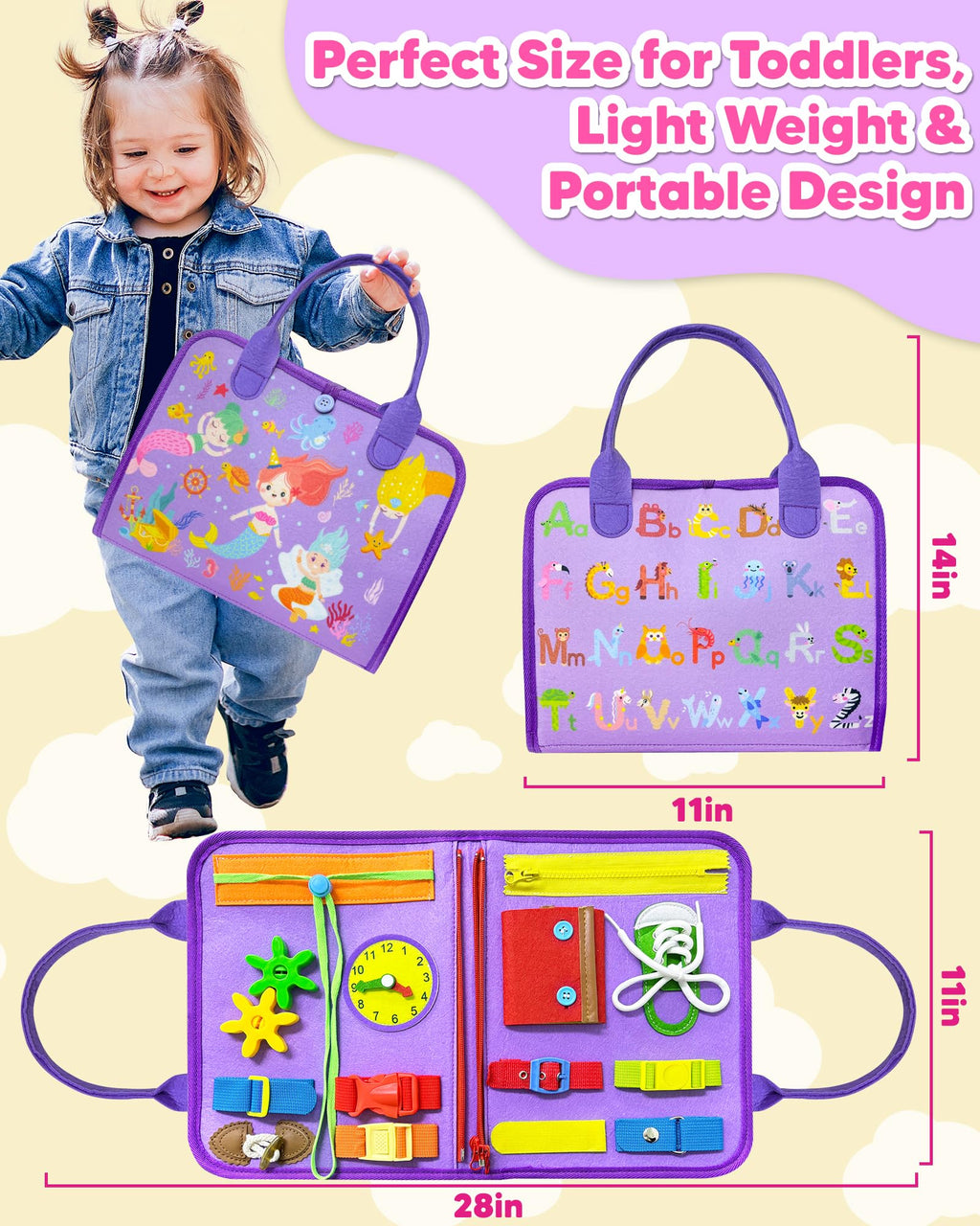 Exorany Busy Board Montessori Toys for Toddler Boy Girl Birthday Gifts, Busy Book Sensory Learning Toys for Toddlers, Toddler Airplane Car Travel Toy Educational Activities