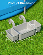 POOLHOUR [Patented] Poolside Storage Basket with 2 Cup Holders, Stretchable Above Ground Pool Accessories Organizer, Multifunctional Poolside Holder for Most Frame Pool Accessories (2Pack)