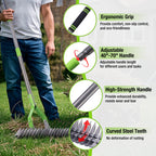 WORKPRO Thatch Rake, 15-Inch Thatching Rake with Telescoping 5FT Handle