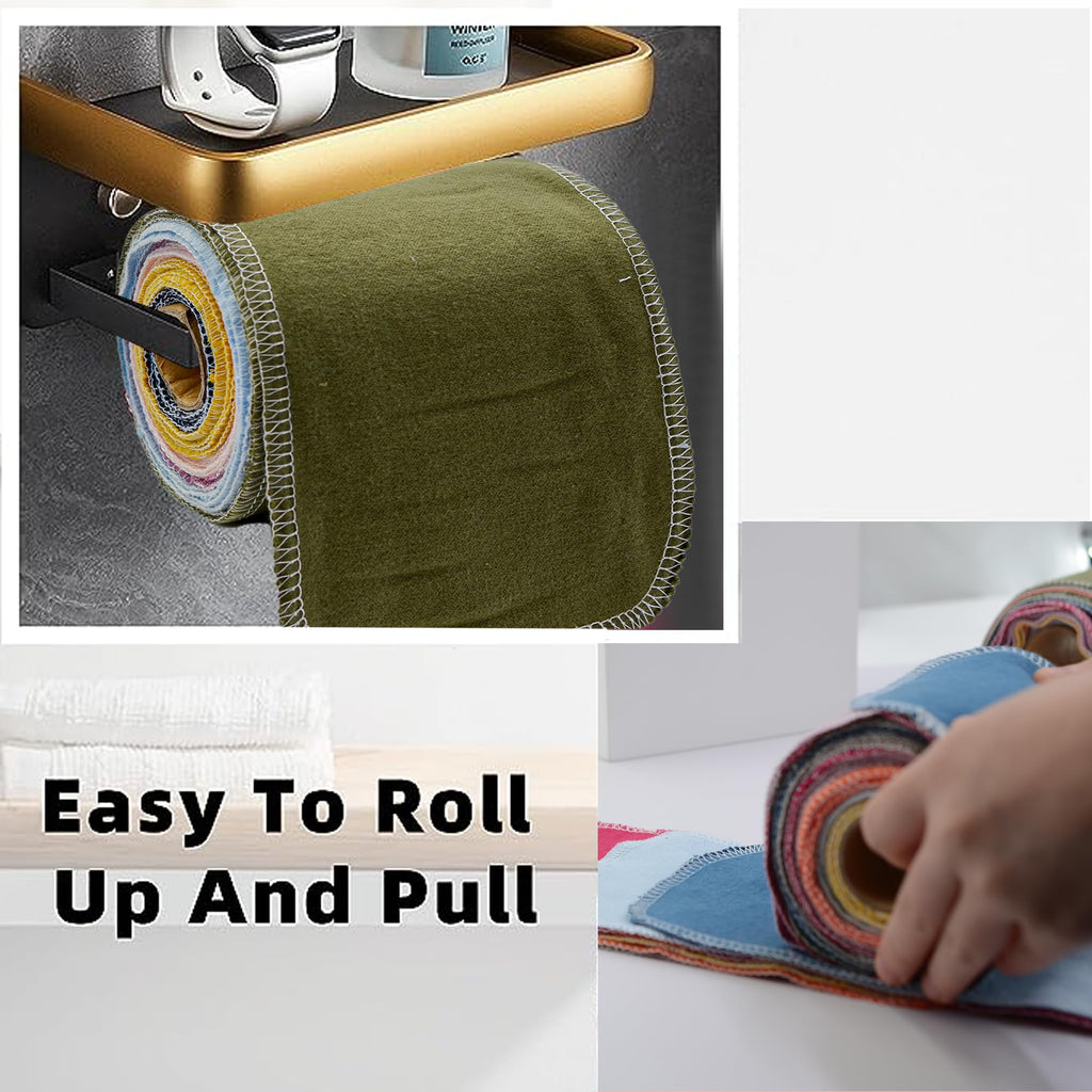 Bsofter Reusable Toilet Paper Rolls – 28 Pcs Reusable Washable Bidet Wipes,Cloth Bidet Towels,Toilet Tissue Camper RV Toilet Paper,Paperless Tp Reusable Baby Wipes Alternative