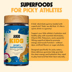 JUGO Kids Sport + SUPERFOODS Electrolyte Gummies for Sports Hydration and Daily Play with Super Fruits, Vitamin B12, and Potassium, Gluten-Free, Non-GMO, Tropical Flavor, 50 Count