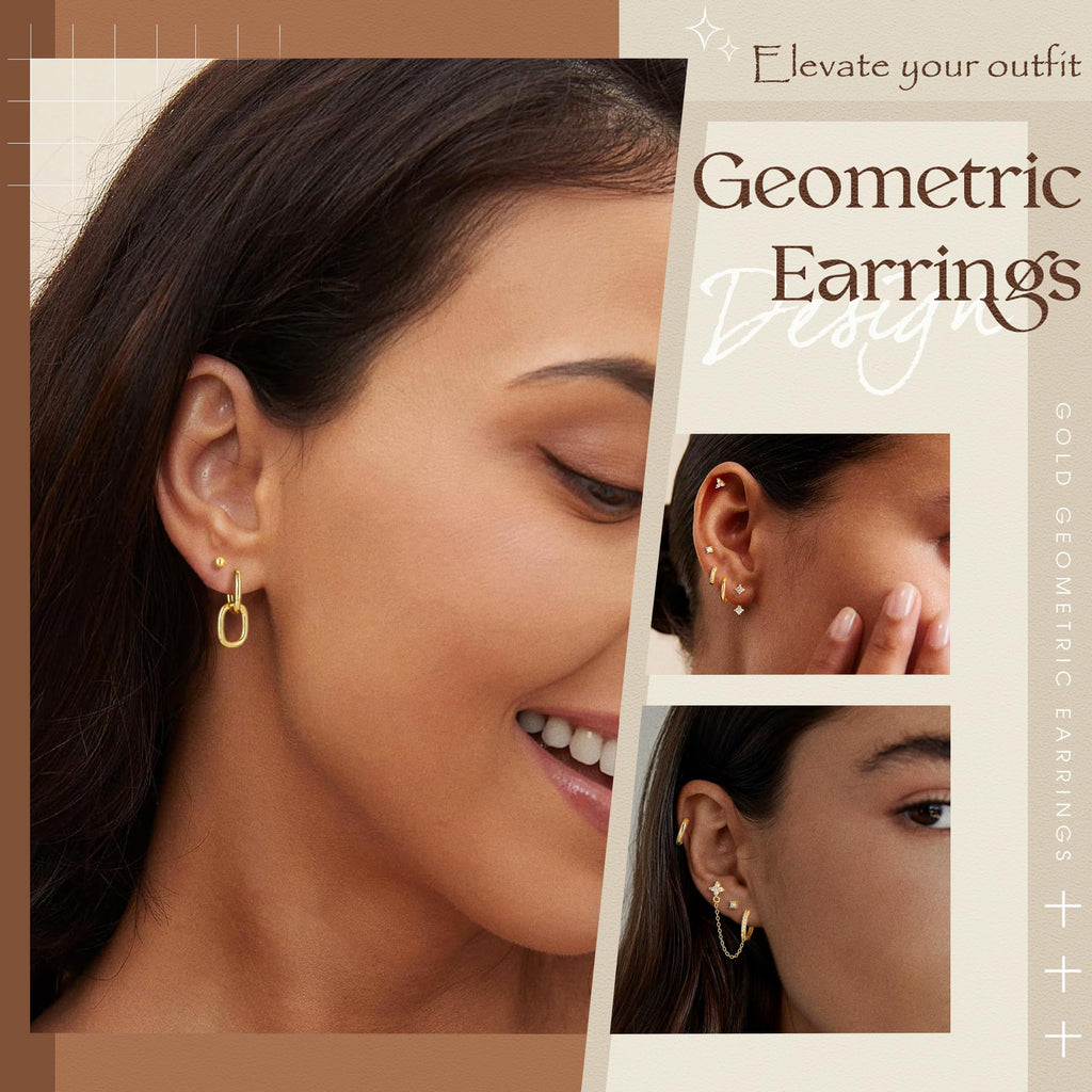 Turandoss 13 Pairs Gold Hoop Stud Earrings for Women