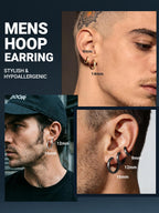 PROSTEEL Silver Mens Hoop Earrings Stainless Steel Huggies