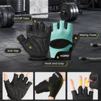 HOZMOZ Ventilated Weight Lifting Gloves, Thick Padded Workout Gym Gloves with Full Palm Protection & Grip & Shock Absorption for Women & Men's Fitness Exercise Training