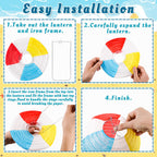 Renbuzhu 30PCS Beach Ball Paper Lanterns Bulk Pool Summer Luau Hawaiian Tropical Hanging Party Decorations Indoor Outdoor