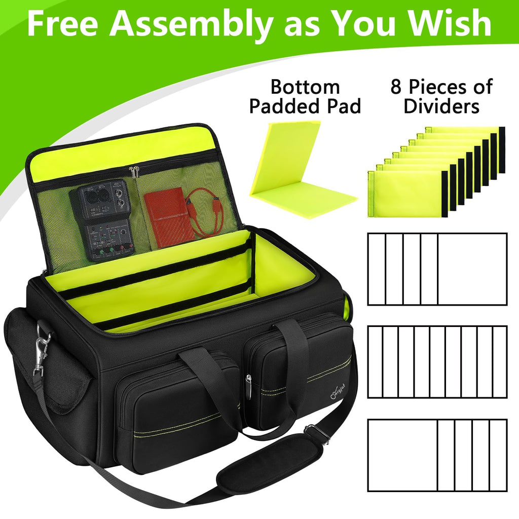 SNIGJAT DJ Bag, Large Capacity DJ Cable Bag with 6 Pockets for Extension Cords, Mics, Pedals, Gig Bag for Musicians, Musician Cable Organizer with Padded Shoulder Strap, DJ Acessories