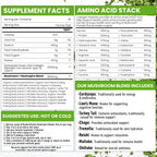 PowderVitamin Organic Ceremonial Mushroom Matcha Certified Pesticide-Free Grass-Fed Collagen Types I & III 8 Fruiting Body Mushrooms Tested for Beta-Glucans Focus Digestion & Immunity 30 Servings