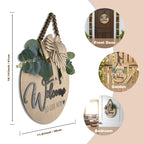 Condorpasea 3D Welcome Sign for Front Door | Home/Farmhouse Porch Décor Wooden Hanging Sign with Artificial Leaves and Rustic Beads | Christmas Classroom |12" Round