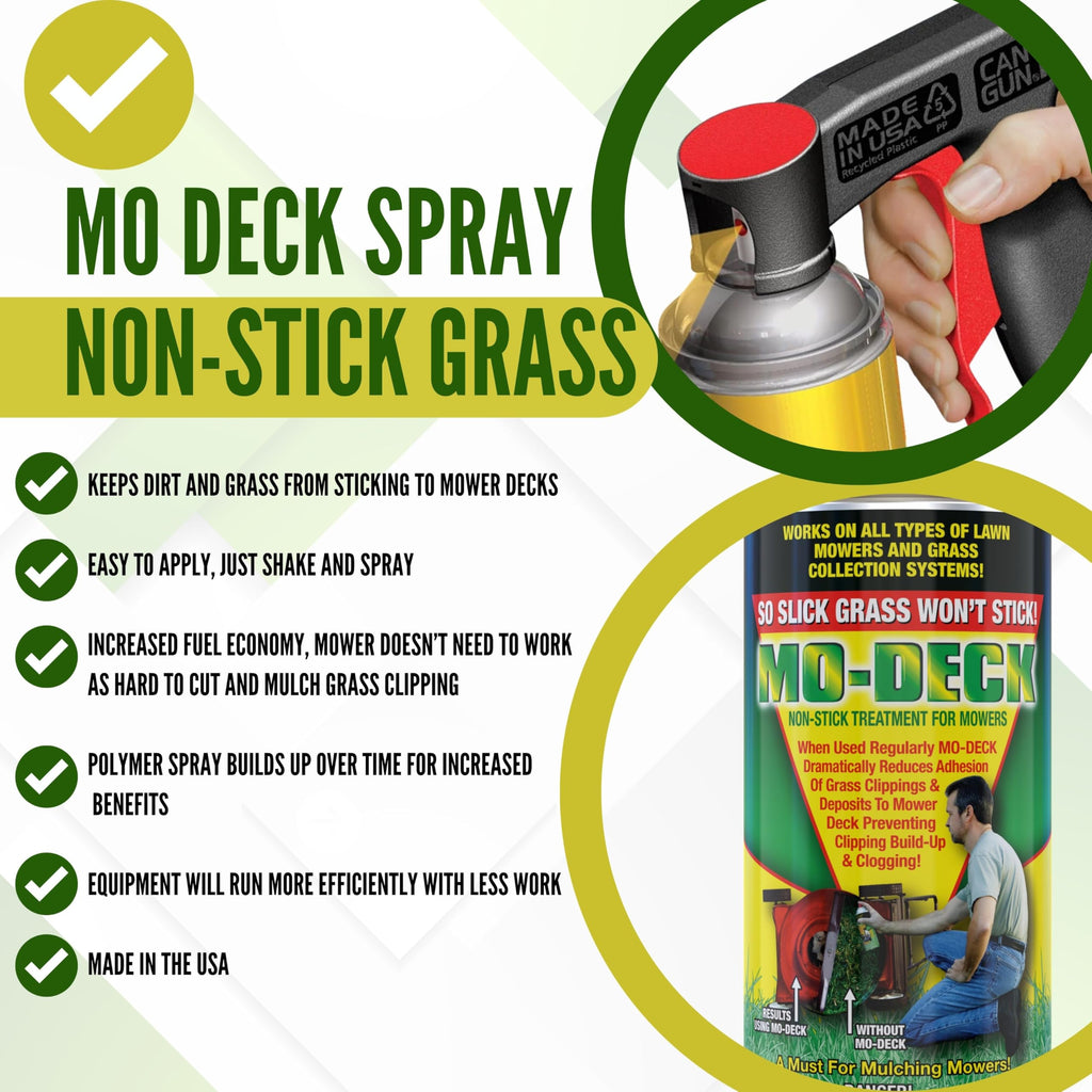 Mo Deck Lawn Mower A Nonstick Spray with CanGun1 – Pressurized Deters Grass & Clipping Buildup Reduces Clumping, Protects Deck from Corrosion, Easy Metal-Safe Spray-On by Flyleaf PRO (3 Cans - 11 oz.)