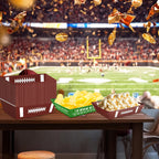 50 Pcs Football Party Decorations, Disposable Food Tray for Super Bowl, Snack Trays, Large Serving Boats for Birthday, Tailgate & Sports Theme Events – 2 Designs