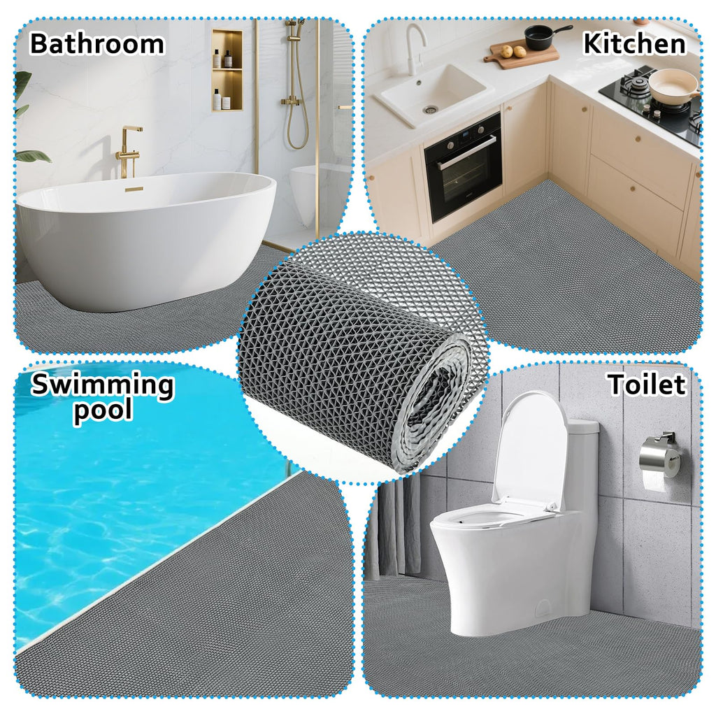 3 * 20 FT Drainage Non Slip Flooring Mats Swimming Pool Bathroom Anti-Fatigue Rubber Matting Heavy Duty Commercial Anti Slip Floor Mats for Garage Restaurant Sauna SPA