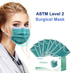 4 Ply Disposable Face Mask Protective(50PCS), Elastic Earloops, Single Use- Green
